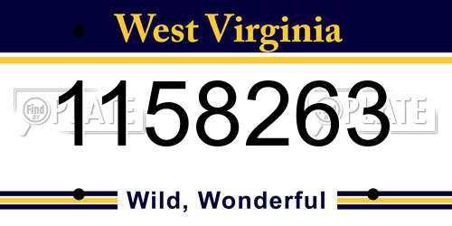 1158263 West Virginia License Plate