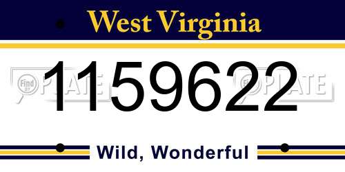 1159622 West Virginia License Plate