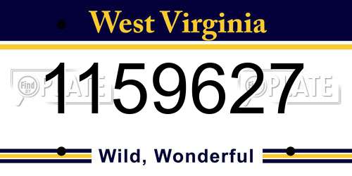 1159627 West Virginia License Plate