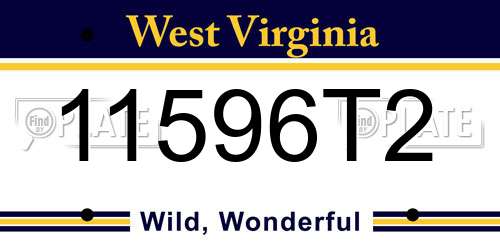 11596T2 West Virginia License Plate