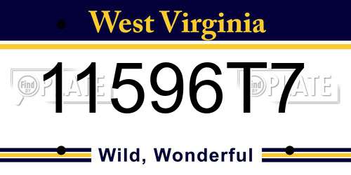 11596T7 West Virginia License Plate