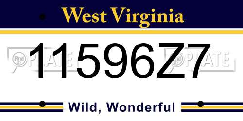 11596Z7 West Virginia License Plate
