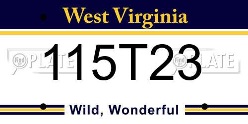115T23 West Virginia License Plate