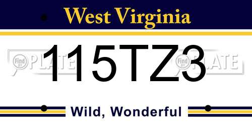 115TZ3 West Virginia License Plate