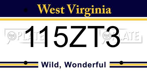 115ZT3 West Virginia License Plate