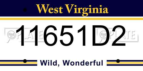 11651D2 West Virginia License Plate