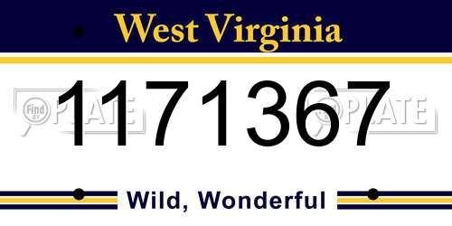 1171367 West Virginia License Plate