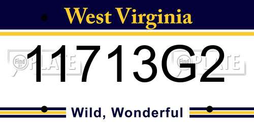 11713G2 West Virginia License Plate