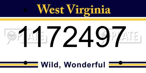 1172497 West Virginia License Plate