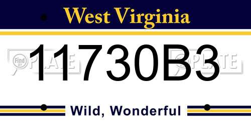 11730B3 West Virginia License Plate