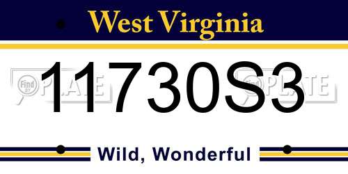 11730S3 West Virginia License Plate