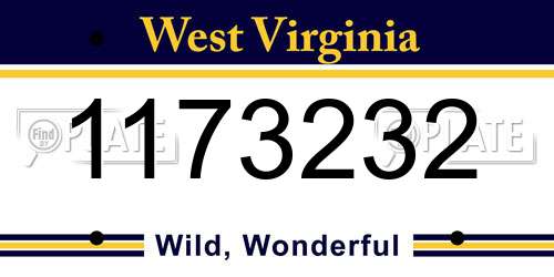 1173232 West Virginia License Plate