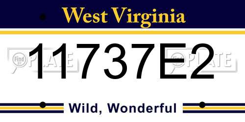 11737E2 West Virginia License Plate