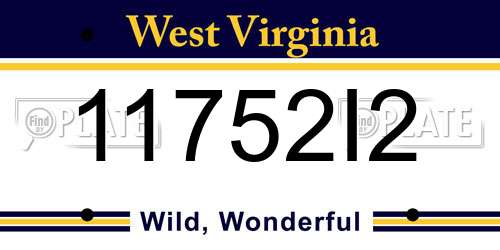 11752I2 West Virginia License Plate