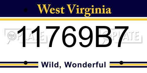 11769B7 West Virginia License Plate