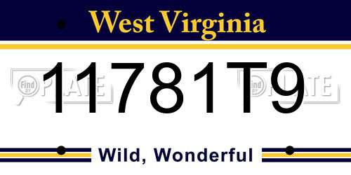 11781T9 West Virginia License Plate
