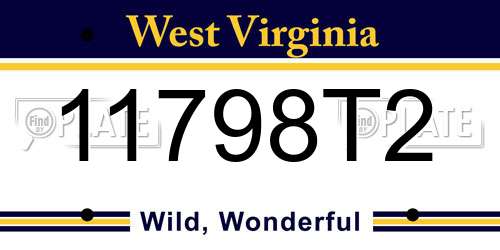 11798T2 West Virginia License Plate