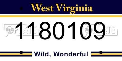 1180109 West Virginia License Plate