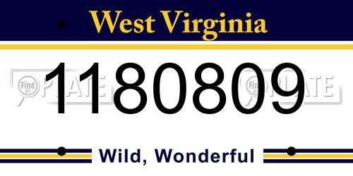 1180809 West Virginia License Plate