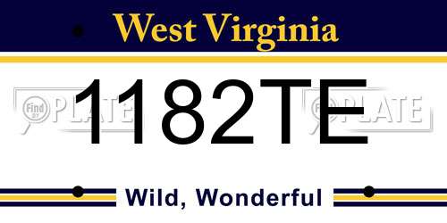 1182TE West Virginia License Plate
