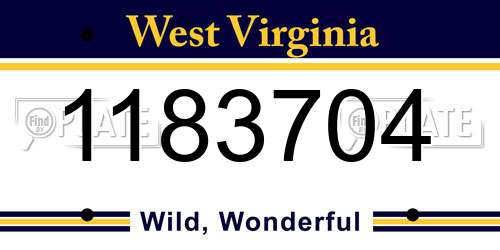 1183704 West Virginia License Plate