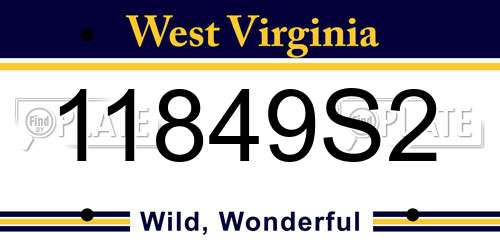 11849S2 West Virginia License Plate