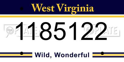 1185122 West Virginia License Plate