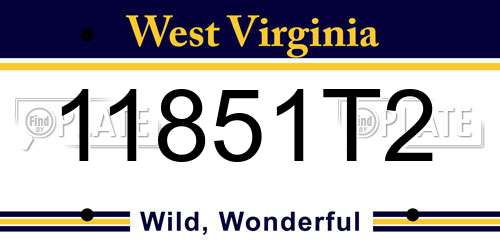 11851T2 West Virginia License Plate