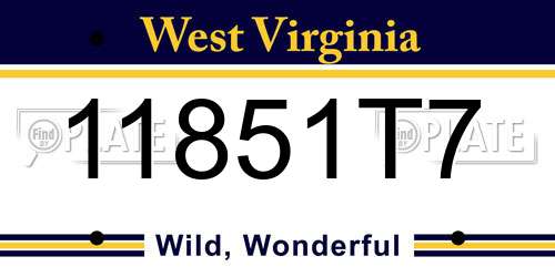 11851T7 West Virginia License Plate