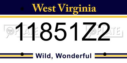 11851Z2 West Virginia License Plate