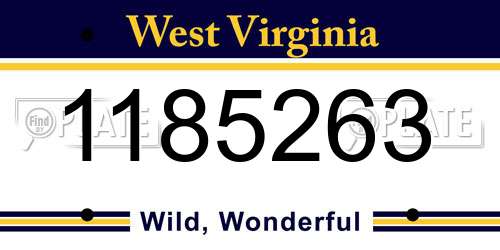 1185263 West Virginia License Plate