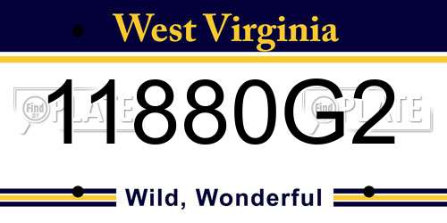 11880G2 West Virginia License Plate