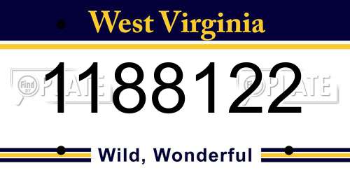 1188122 West Virginia License Plate