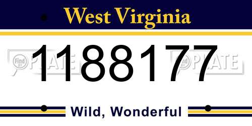 1188177 West Virginia License Plate