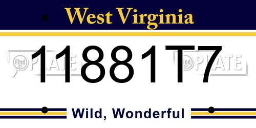 11881T7 West Virginia License Plate