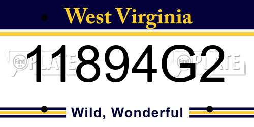 11894G2 West Virginia License Plate
