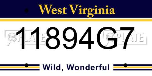 11894G7 West Virginia License Plate