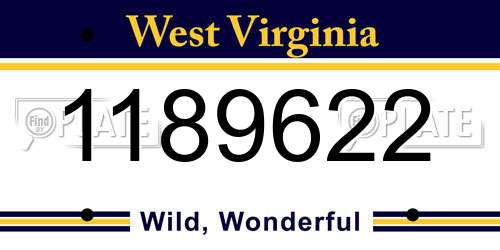 1189622 West Virginia License Plate