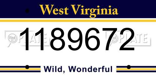 1189672 West Virginia License Plate