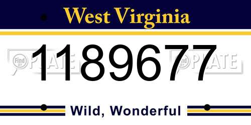 1189677 West Virginia License Plate