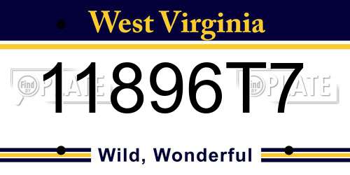 11896T7 West Virginia License Plate