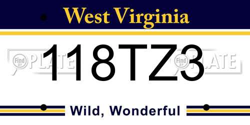 118TZ3 West Virginia License Plate