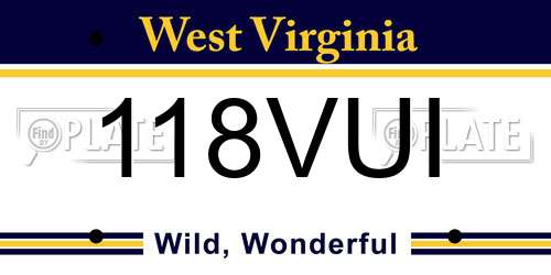 118VUI West Virginia License Plate