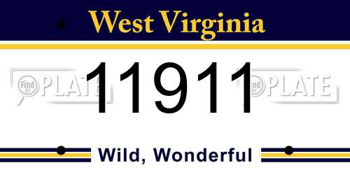 11911 West Virginia License Plate