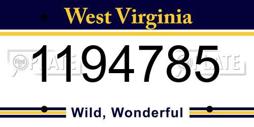 1194785 West Virginia License Plate
