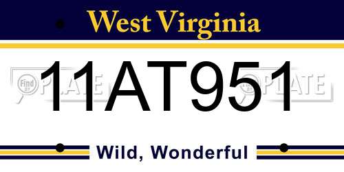 11AT951 West Virginia License Plate