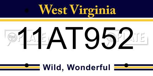 11AT952 West Virginia License Plate