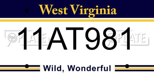 11AT981 West Virginia License Plate