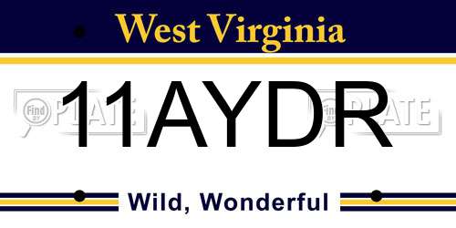 11AYDR West Virginia License Plate