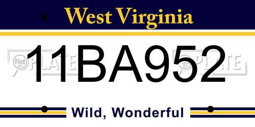 11BA952 West Virginia License Plate